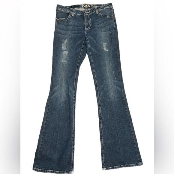 Wrangler Rock 47 Ultra Low Rise Embellished Flare Women’s Jeans Size 7 - Picture 1 of 10